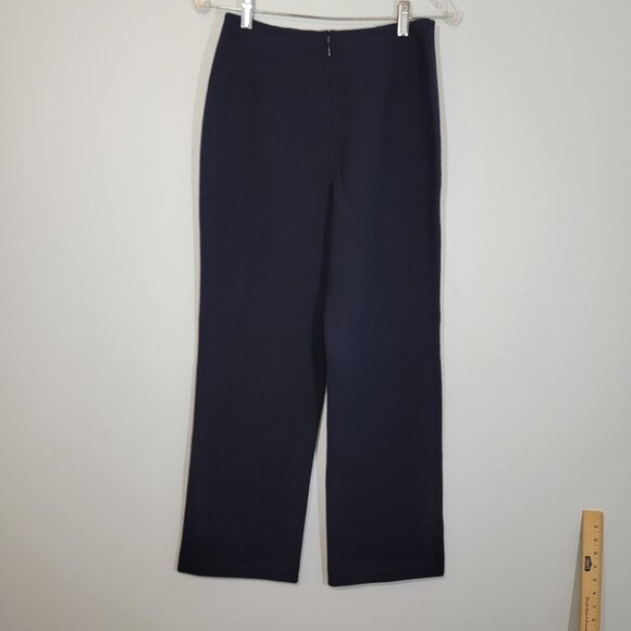 Linda Allard Ellen Tracy Pants Dark Navy Blue Women's Sz 4 100% Wool Wide Leg‎ - Picture 2 of 6